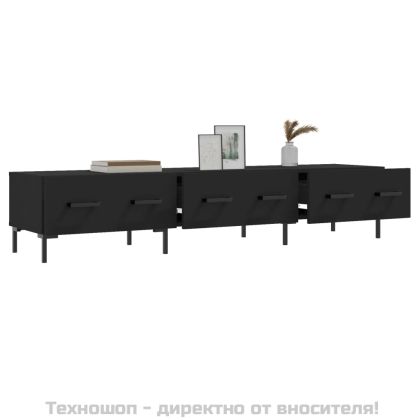 ТВ шкаф, черен, 150x36x30 см, инженерно дърво