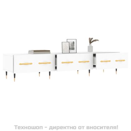 ТВ шкаф, бял, 150x36x30 см, инженерно дърво