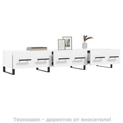 ТВ шкаф, бял, 150x36x30 см, инженерно дърво