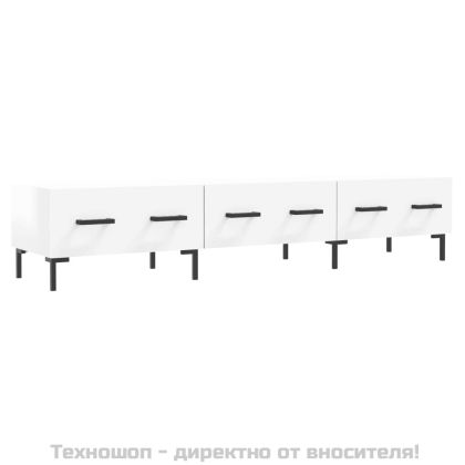 ТВ шкаф, бял гланц, 150x36x30 см, инженерно дърво