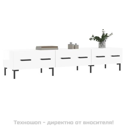 ТВ шкаф, бял гланц, 150x36x30 см, инженерно дърво