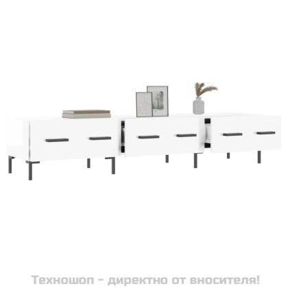 ТВ шкаф, бял гланц, 150x36x30 см, инженерно дърво