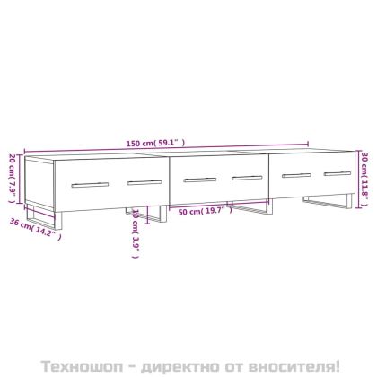 ТВ шкаф, сив сонома, 150x36x30 см, инженерно дърво
