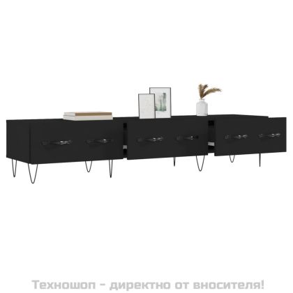 ТВ шкаф, черен, 150x36x30 см, инженерно дърво
