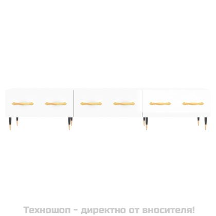 ТВ шкаф, бял гланц, 150x36x30 см, инженерно дърво