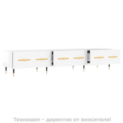 ТВ шкаф, бял гланц, 150x36x30 см, инженерно дърво