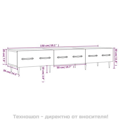 ТВ шкаф, бял гланц, 150x36x30 см, инженерно дърво