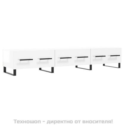 ТВ шкаф, бял гланц, 150x36x30 см, инженерно дърво