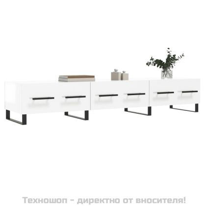 ТВ шкаф, бял гланц, 150x36x30 см, инженерно дърво