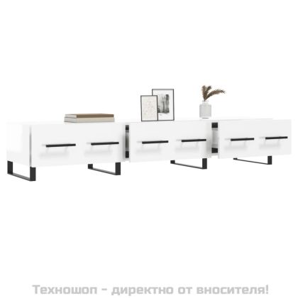 ТВ шкаф, бял гланц, 150x36x30 см, инженерно дърво