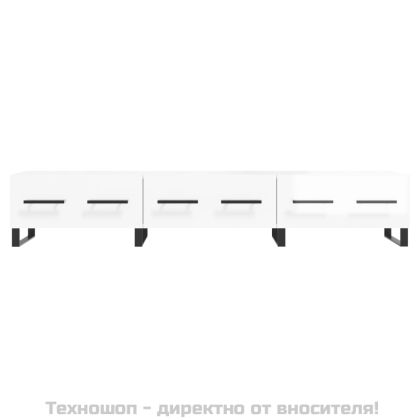 ТВ шкаф, бял гланц, 150x36x30 см, инженерно дърво