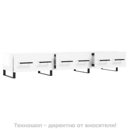 ТВ шкаф, бял гланц, 150x36x30 см, инженерно дърво