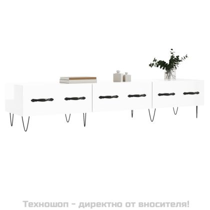 ТВ шкаф, бял гланц, 150x36x30 см, инженерно дърво