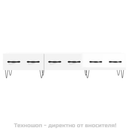 ТВ шкаф, бял гланц, 150x36x30 см, инженерно дърво