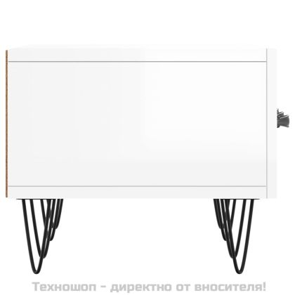 ТВ шкаф, бял гланц, 150x36x30 см, инженерно дърво