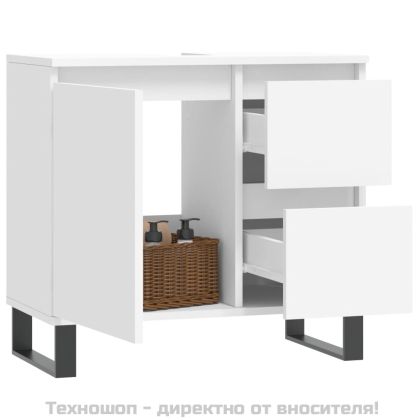 Шкаф за баня, бял, 65x33x60 см, инженерно дърво