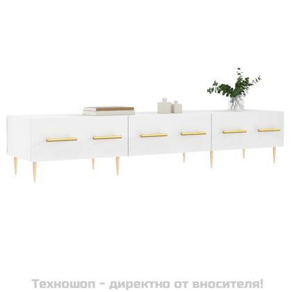 ТВ шкаф, бял, 150x36x30 см, инженерно дърво