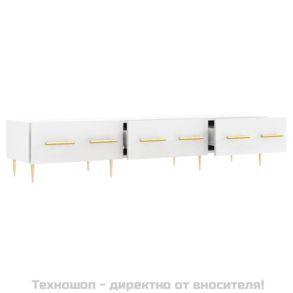 ТВ шкаф, бял, 150x36x30 см, инженерно дърво