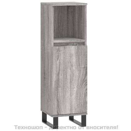 Шкаф за баня, сив сонома, 30x30x100 см, инженерно дърво