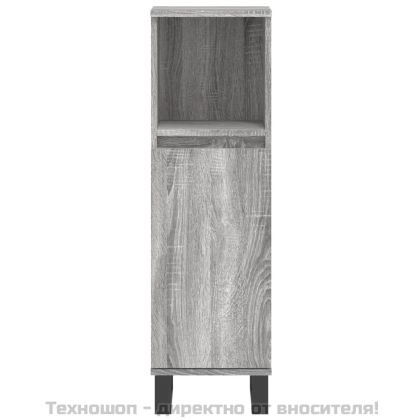 Шкаф за баня, сив сонома, 30x30x100 см, инженерно дърво