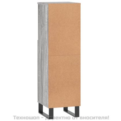 Шкаф за баня, сив сонома, 30x30x100 см, инженерно дърво