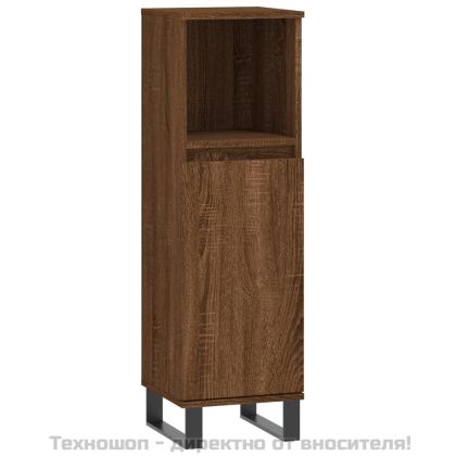 Шкаф за баня, кафяв дъб, 30x30x100 см, инженерно дърво
