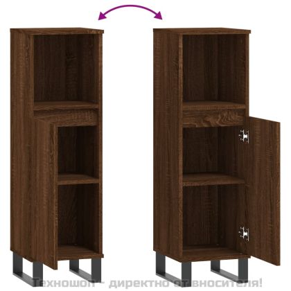 Шкаф за баня, кафяв дъб, 30x30x100 см, инженерно дърво