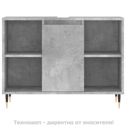 Шкаф за баня, бетонно сив, 80x33x60 см, инженерно дърво