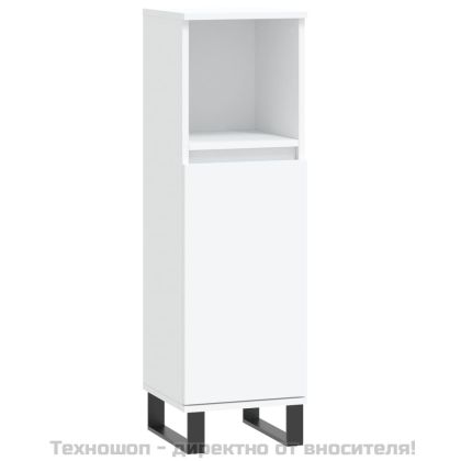 Шкаф за баня, бял, 30x30x100 см, инженерно дърво