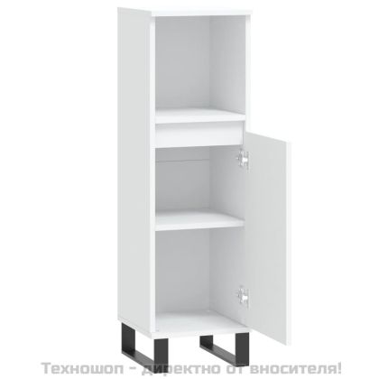 Шкаф за баня, бял, 30x30x100 см, инженерно дърво