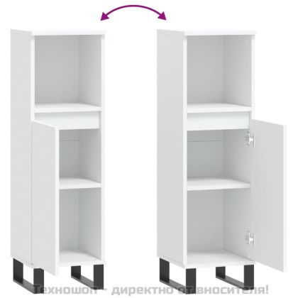 Шкаф за баня, бял, 30x30x100 см, инженерно дърво