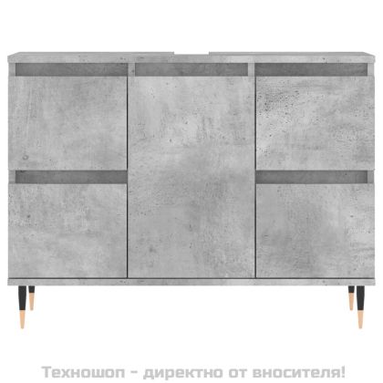 Шкаф за баня, бетонно сив, 80x33x60 см, инженерно дърво