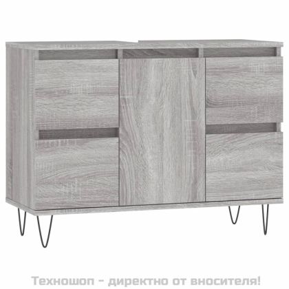 Шкаф за баня, сив сонома, 80x33x60 см, инженерно дърво