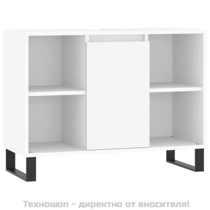 Шкаф за баня, бял, 80x33x60 см, инженерно дърво