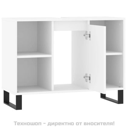 Шкаф за баня, бял, 80x33x60 см, инженерно дърво