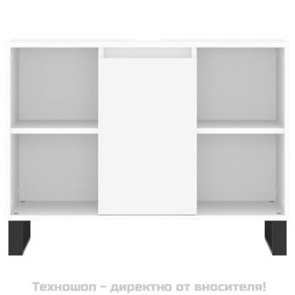 Шкаф за баня, бял, 80x33x60 см, инженерно дърво