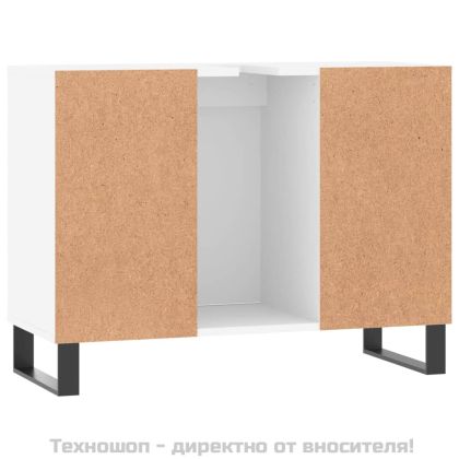 Шкаф за баня, бял, 80x33x60 см, инженерно дърво