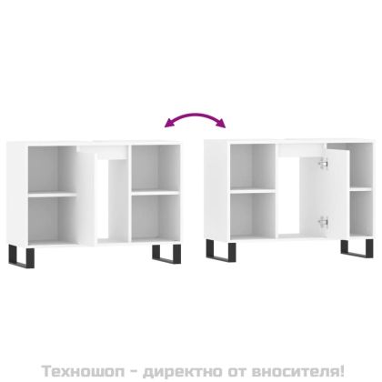 Шкаф за баня, бял, 80x33x60 см, инженерно дърво