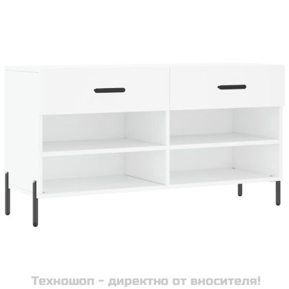 Пейка за обувки, бяла, 102x35x55 см, инженерно дърво
