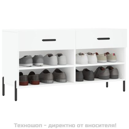 Пейка за обувки, бяла, 102x35x55 см, инженерно дърво