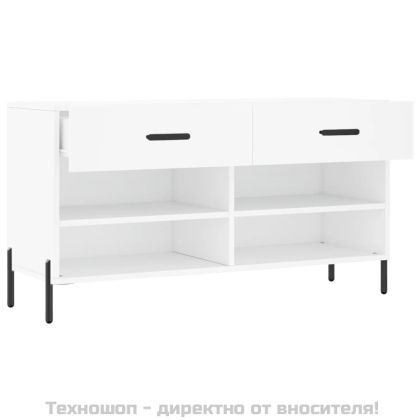 Пейка за обувки, бяла, 102x35x55 см, инженерно дърво