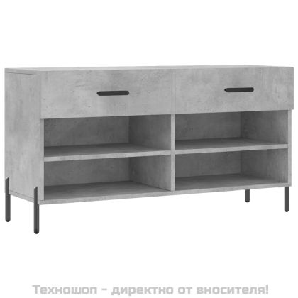 Пейка за обувки, бетонно сив, 102x35x55 см, инженерно дърво