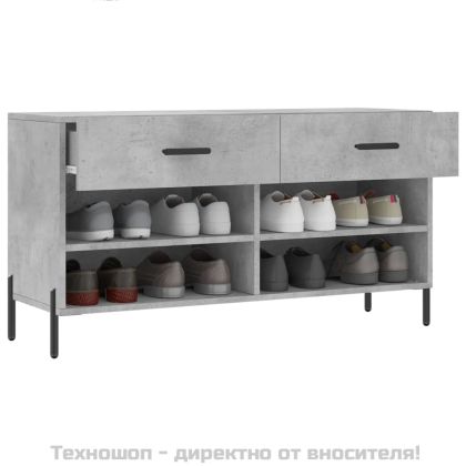 Пейка за обувки, бетонно сив, 102x35x55 см, инженерно дърво