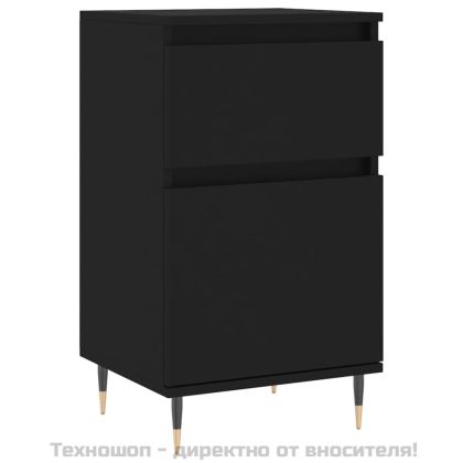 Бюфети, 2 бр, черни, 40x35x70 см, инженерно дърво