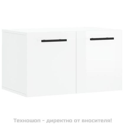 Стенен шкаф, бял гланц, 60x36,5x35 см, инженерно дърво