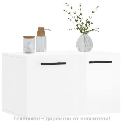 Стенен шкаф, бял гланц, 60x36,5x35 см, инженерно дърво