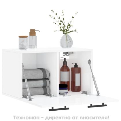 Стенен шкаф, бял гланц, 60x36,5x35 см, инженерно дърво