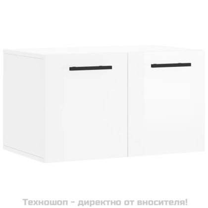 Стенен шкаф, бял гланц, 60x36,5x35 см, инженерно дърво