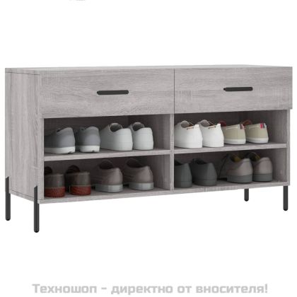 Пейка за обувки, сив сонома, 102x35x55 см, инженерно дърво