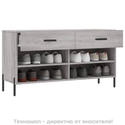 Пейка за обувки, сив сонома, 102x35x55 см, инженерно дърво
